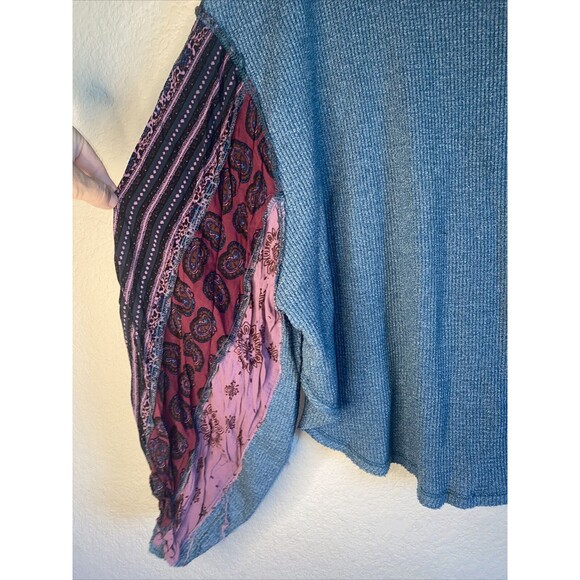 We The Free Sweater Boho thermal Paisley patchwork Drop Shoulder M hippie - Picture 2 of 10
